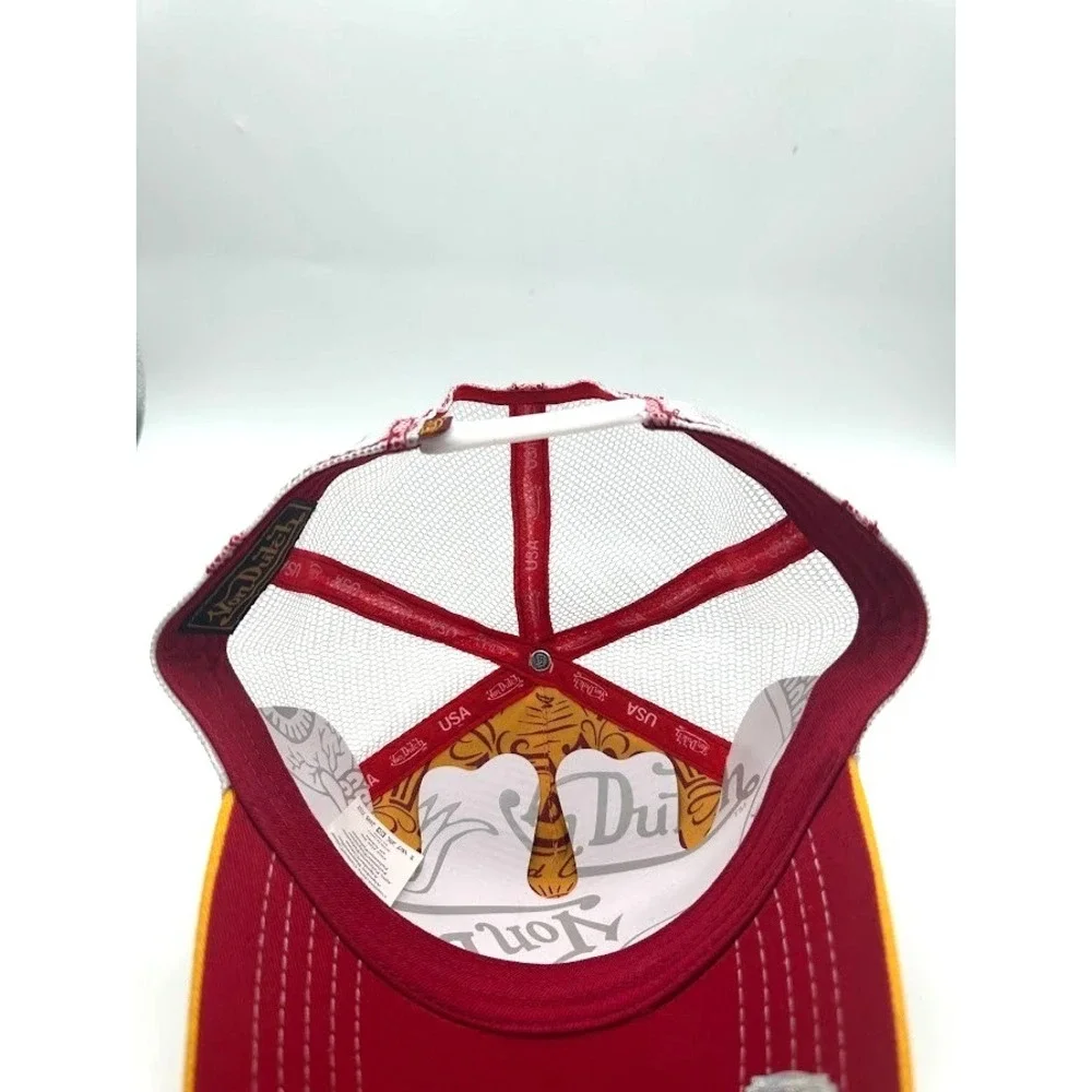 New Von Dutch Trucker Hat Burgundy Gold White Mesh Snapback Adjustable Cap USA